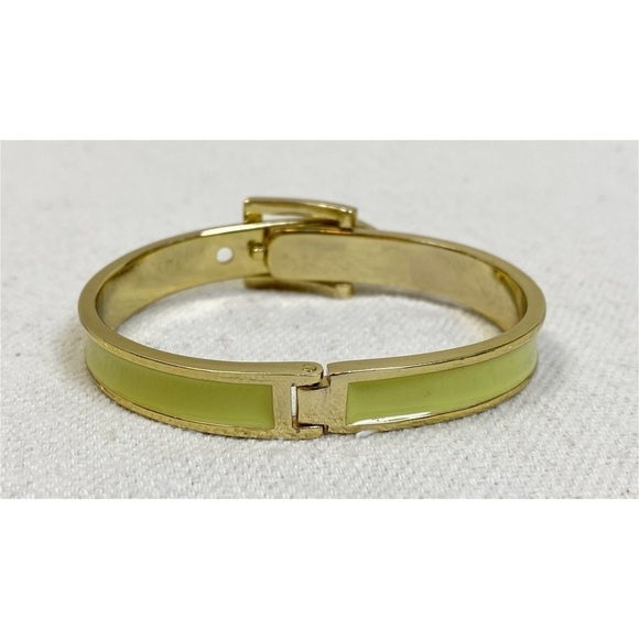 Yellow Gold Enamel Buckle Bangle Bracelet - Picture 3 of 5